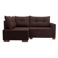Sofá de Canto 4 Lugares Leme Suede Marrom
