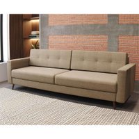 Sofá 3 Lugares Living Pé Palito Linho Cotton Bege 210 cm