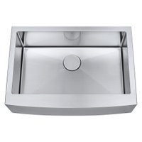 Kit Cuba Farmhouse Aço Inox 1mm Escovado SA105P 75,6x52,7x22,9 cm + Válvula com Cesto Aço Inox Escovado 4-1/2 Prata