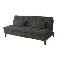 Sofá-Cama 3 Lugares Casal Amanda com Pés de Madeira Suede Cinza