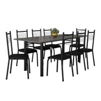 Conjunto de Mesa Cordoba com 8 Cadeiras Lisboa Preto Liso