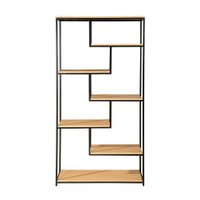 Estante Florença Carving Natural e Preta 180 cm