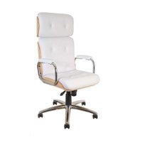 Cadeira de Escritório Presidente Wood I Giratória Branca e Carvalho