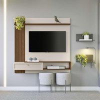 Painel para TV até 55 Polegadas Alvorada Freijó e Off White