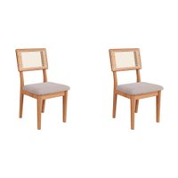 Conjunto com 2 Cadeiras Penny Algodão Bege e Freijó