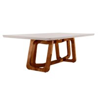 Mesa de Jantar Retangular com Tampo de Vidro Siena Cinamomo Imbuia e Off White 220 cm