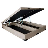 Base para Cama Box Queen Martin Premium com Baú Suede (45x158x198) Bege