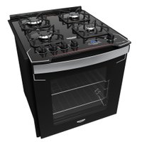 Fogão de Embutir 4 Bocas Preto Dako Diplomata Grill com Mesa de Vidro e Timer Digital Bivolt