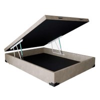 Base para Cama Box Casal Martin Premium com Baú Suede (45x138x188) Bege