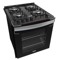 Fogão de Embutir 4 Bocas Preto Dako Diplomata com Mesa de Vidro Bivolt