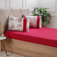 Jogo de Cama King Malha 3 Pçs Bella Cama New 190x200cm Vermelho