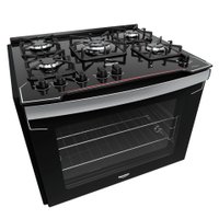 Fogão de Embutir 5 Bocas Preto Dako Diplomata com Mesa de Vidro  Bivolt