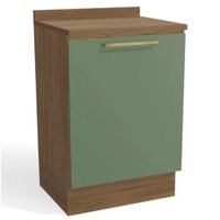 Balcão para cozinha 60cm 1 porta Botanic Kappesberg Nogueira Fosco/Verde Oliva