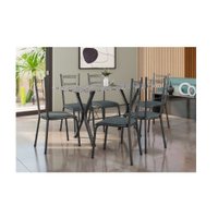 Conjunto Mesa Fabone Miami 1,50 6 Cadeiras Santiago Preto Craqueado