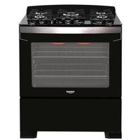 Fogão 5 Bocas Preto C/ Frente em Vidro Preto e Timer Digital Dako Diplomata Grill Bivolt
