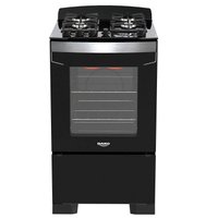 Fogão 4 Bocas Preto C/ Frente em Vidro Preto e Timer Digital Dako Diplomata Grill Bivolt