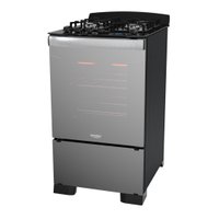 Fogão 4 Bocas Preto C/ Frente em Vidro Espelhado e Timer Digital Dako Diplomata Glass Grill Style Bivolt