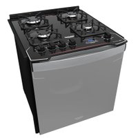 Fogão de Embutir 4 Bocas Preto C/ Frente Espelhada e Timer Digital Dako Diplomata Grill Style Bivolt