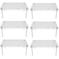 Conjunto 6 Prateleiras Organizadoras de Armário Empilháveis 38x26x15cm OU Natural