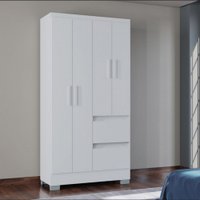 Guarda Roupa Solteiro C/ 4 Portas C/ 2 Gavetas Nápoles Poquema Branco