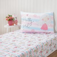 Jogo de Cama Kids Solteiro 2 Pçs Microfibra 88x188x30cm Pretty Girl