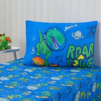 Jogo de Cama Kids Solteiro 2 Pçs Microfibra 88x188x30cm Dino