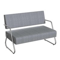 Poltrona 2 Lugares Luara Cromada e Cinza 112 cm