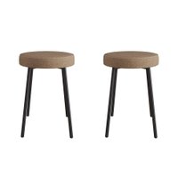 Conjunto com 2 Bancos Bock Linho Marrom e Preto