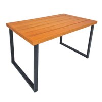 Mesa de Jantar Retangular Bruce Madeira Maciça Marrom e Preta 137 cm