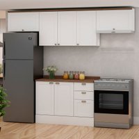 Cozinha Compacta Iluminata 7 Portas 3 Gavetas 100% Mdf Branco/ébano - Genialflex