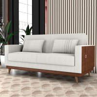 Sofá-Cama 203cm 3 Lugares com Tecido Bouclé Multimóveis CR45255 Bege