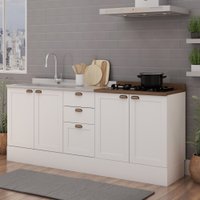 Balcão de Cozinha Iluminata 4 Portas 3 Gavetas 100% Mdf Branco/ébano - Genialflex