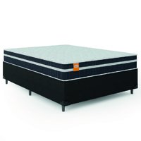 Cama Box Casal Queen Colchão Molas Qatar 158x198x60cm Branco / Preto - Suporta até 200 Kg Por Pessoa