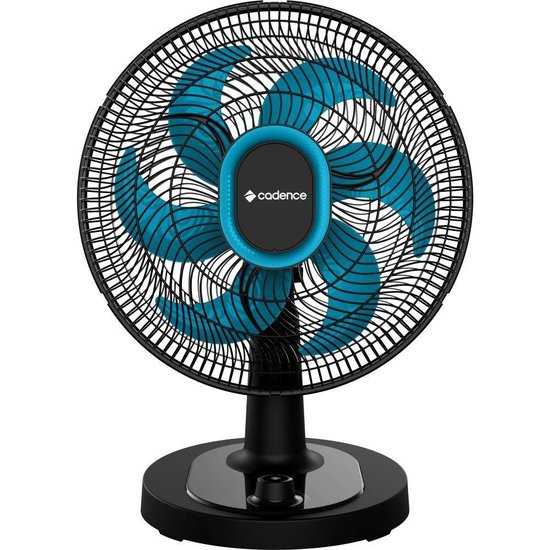 Ventilador de Mesa Cadence Refresh Turbo Pro 6 Pás Preto e Azul VTR420