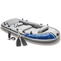Barco Bote Inflável Intex Excursion para 5 Pessoas até 600Kg 368x170x46cm com Remos Alumínio Cinza