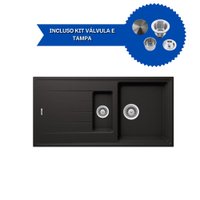 Cuba De Cozinha Em Quartzo Schock By Arell 203e Mais Válvula de Inox com Cesto e Tampa Decorativa