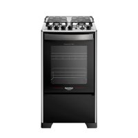 Fogão 4 Bocas Dako Magister Grill  Preto com Mesa Inox Bivolt