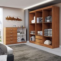 Guarda-Roupa Luna 6 Portas 2 Gavetas com Cômoda 2 Portas 5 Gavetas Cinamomo - Panorama Móveis