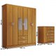 Guarda-Roupa Casal Claire 6 Portas 2 Gavetas e Espelho com Cômoda 1 Porta 5 Gavetas Cinamomo - Panorama Móveis
