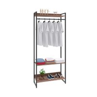 Guarda-Roupa Closet Studio Nogal e Preto 80 cm