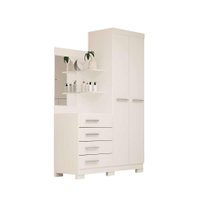 Guarda-Roupa Solteiro com Cômoda e Espelho Melissa Flex 2 PT 4 GV Branco