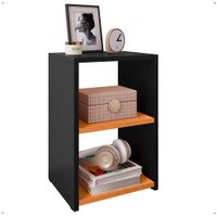 Mesa de Cabeceira Bella Mesinha Estreita Prateleira Lateral Cama Box Criado Retrô Decoração Quarto Preto/Cinamomo - RPM
