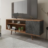 Rack para TV Até 42 Polegadas 1 Portas R1486 Amêndoa/Mármore Lunar - Tecno Mobili