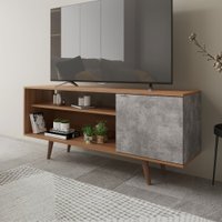 Rack para TV Até 42 Polegadas 1 Portas R1486 Amêndoa/Concreto - Tecno Mobili