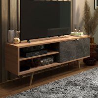 Rack para TV Até 55 Polegadas 2 Portas R1482 Amêndoa/Mármore Lunar - Tecno Mobili