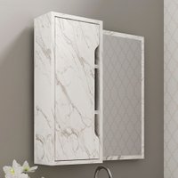Armário de Banheiro 1 Porta com Espelho Bn3648 Mármore Branco - Tecno Mobili
