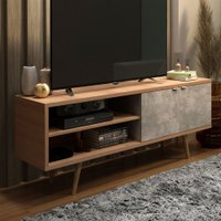 Rack para TV Até 55 Polegadas 2 Portas R1482 Amêndoa/Concreto - Tecno Mobili