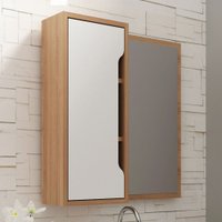 Armário de Banheiro 1 Porta com Espelho Bn3648 Amêndoa/Branco - Tecno Mobili
