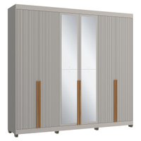 Guarda-Roupas Casal 6 Portas com Espelhos Multimóveis CR35242 Cinza/Nature