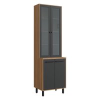 Cristaleira Paneleiro 65cm com Vidros e 4 Portas Havana Multimóveis CR20312 Rovere/Grafite